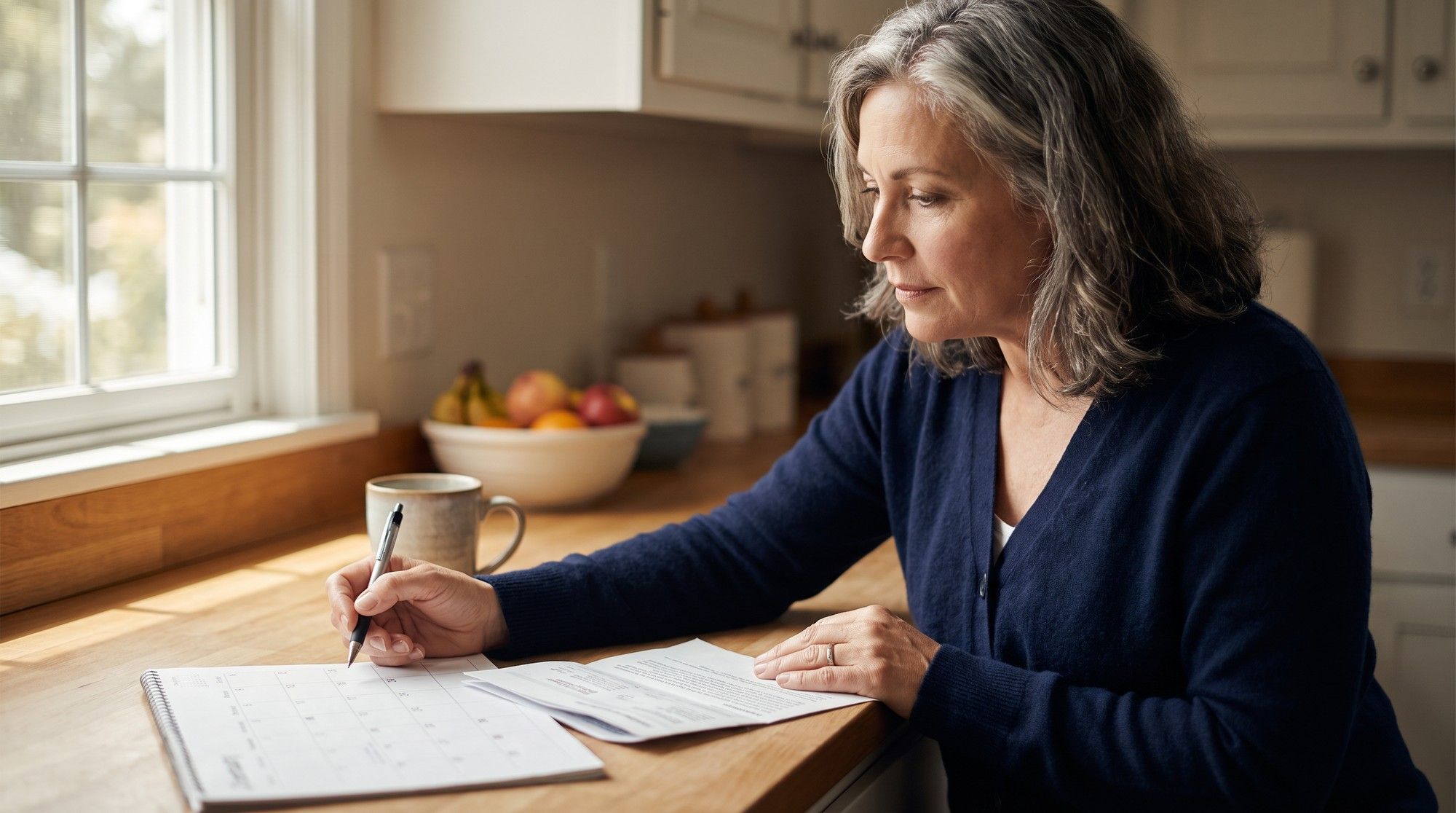 Calendar and legal document on a desk, the deadline to file an elder abuse claim. Illustration for Statute of Limitations for Elder Abuse in California.
